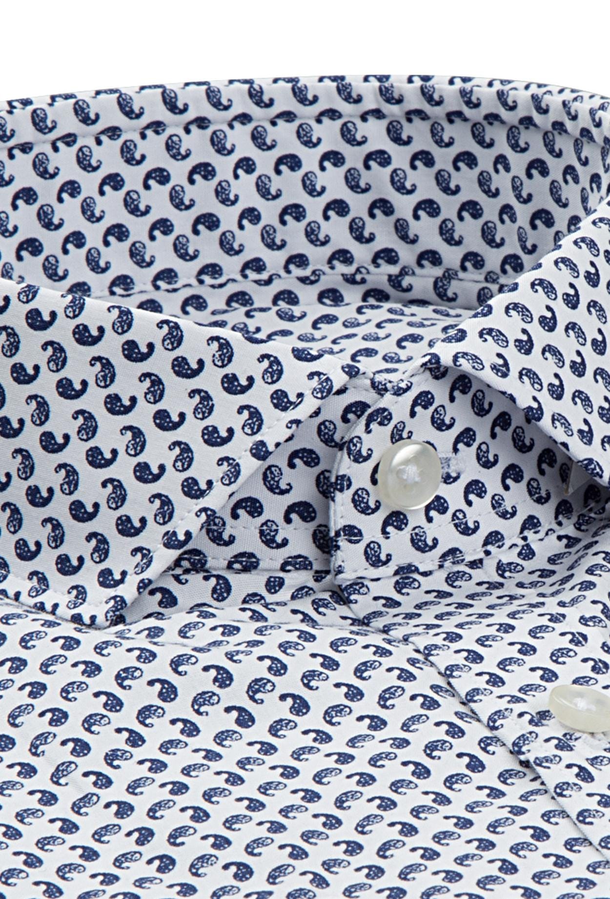 Twn Slim Fit Beyaz Baskılı %100 Pamuk Gömlek