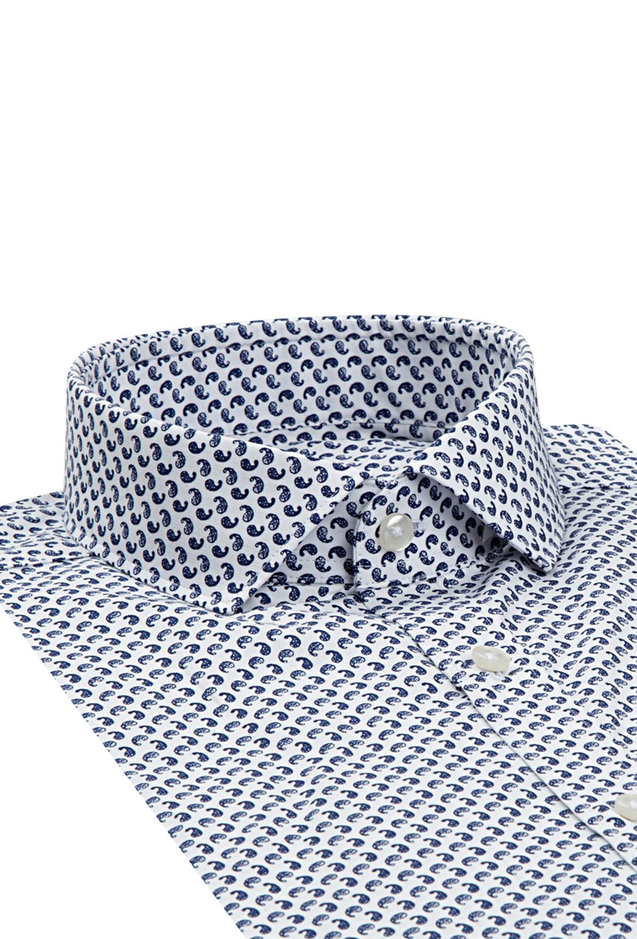 Twn Slim Fit Beyaz Baskılı %100 Pamuk Gömlek