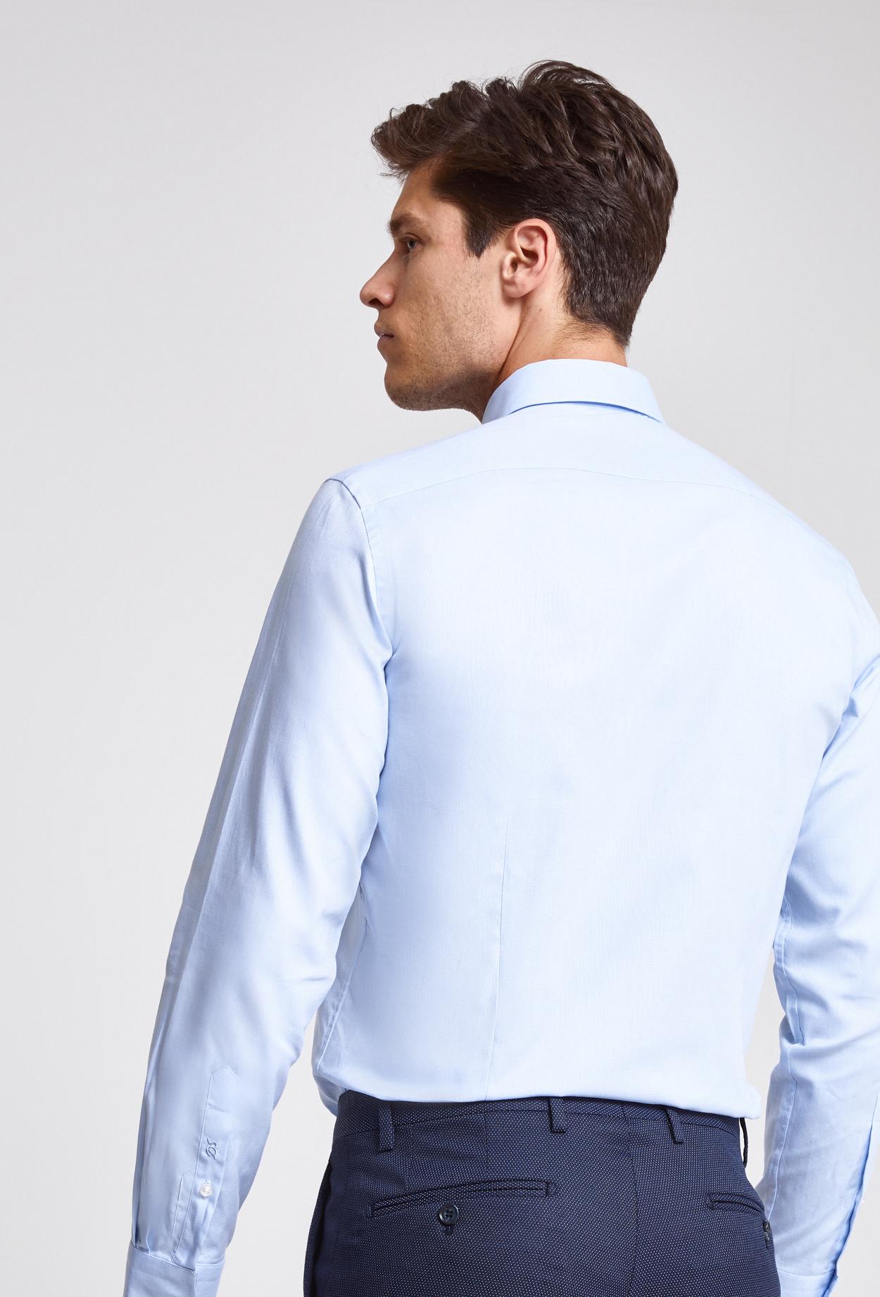 Ds Damat Slim Fit Mavi Armürlü Gömlek