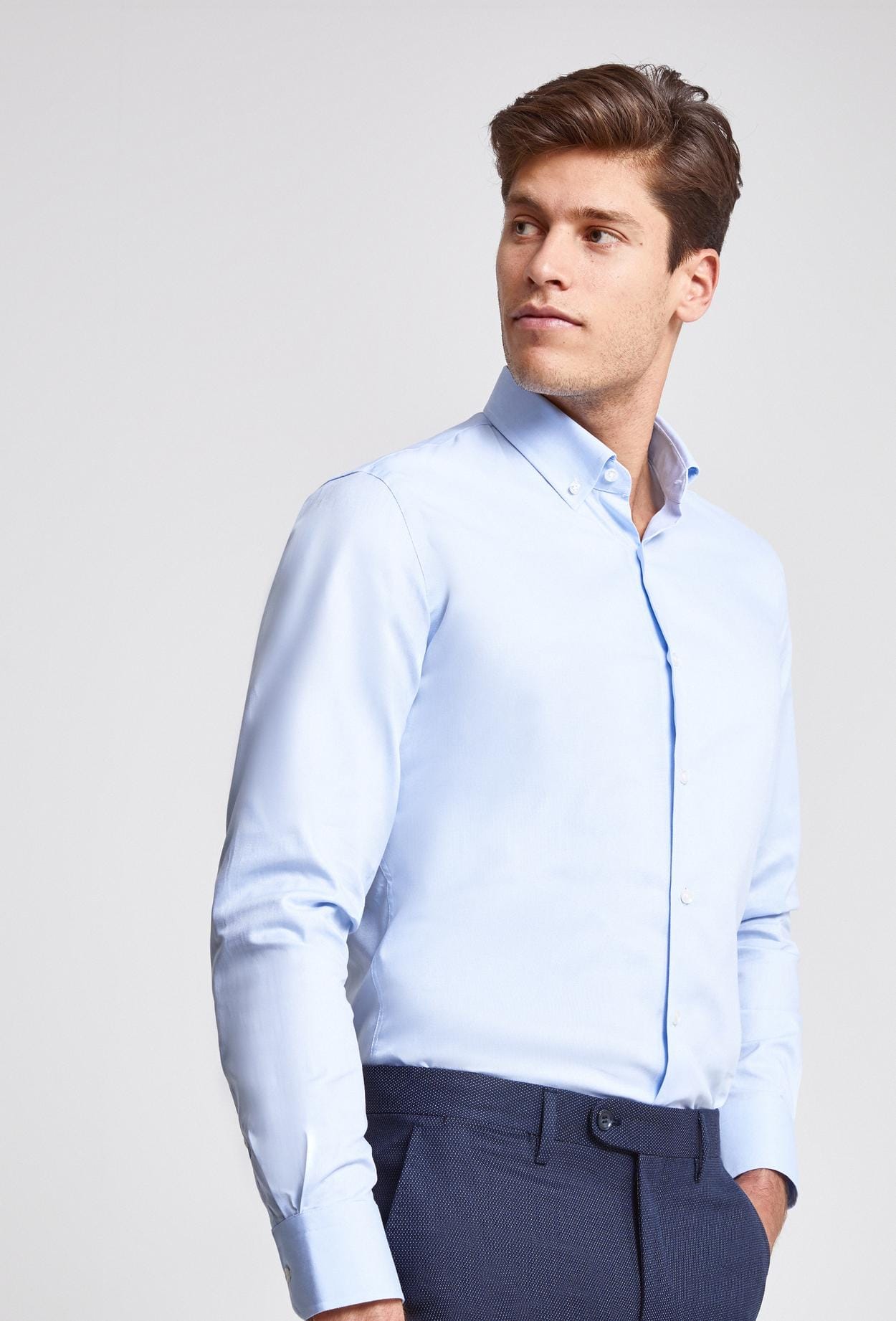 Ds Damat Slim Fit Mavi Armürlü Gömlek