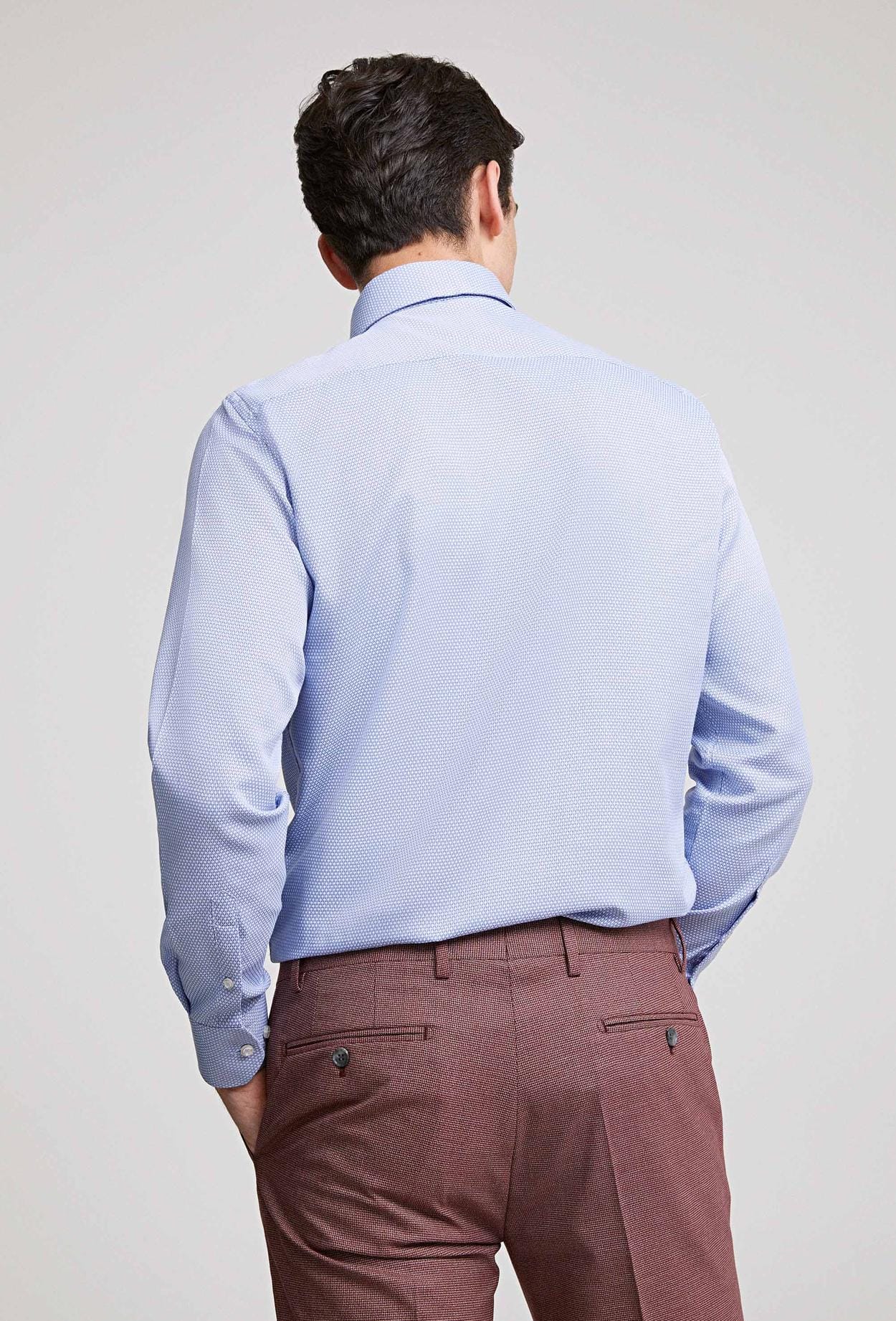 Ds Damat Slim Fit Mavi Armürlü Gömlek