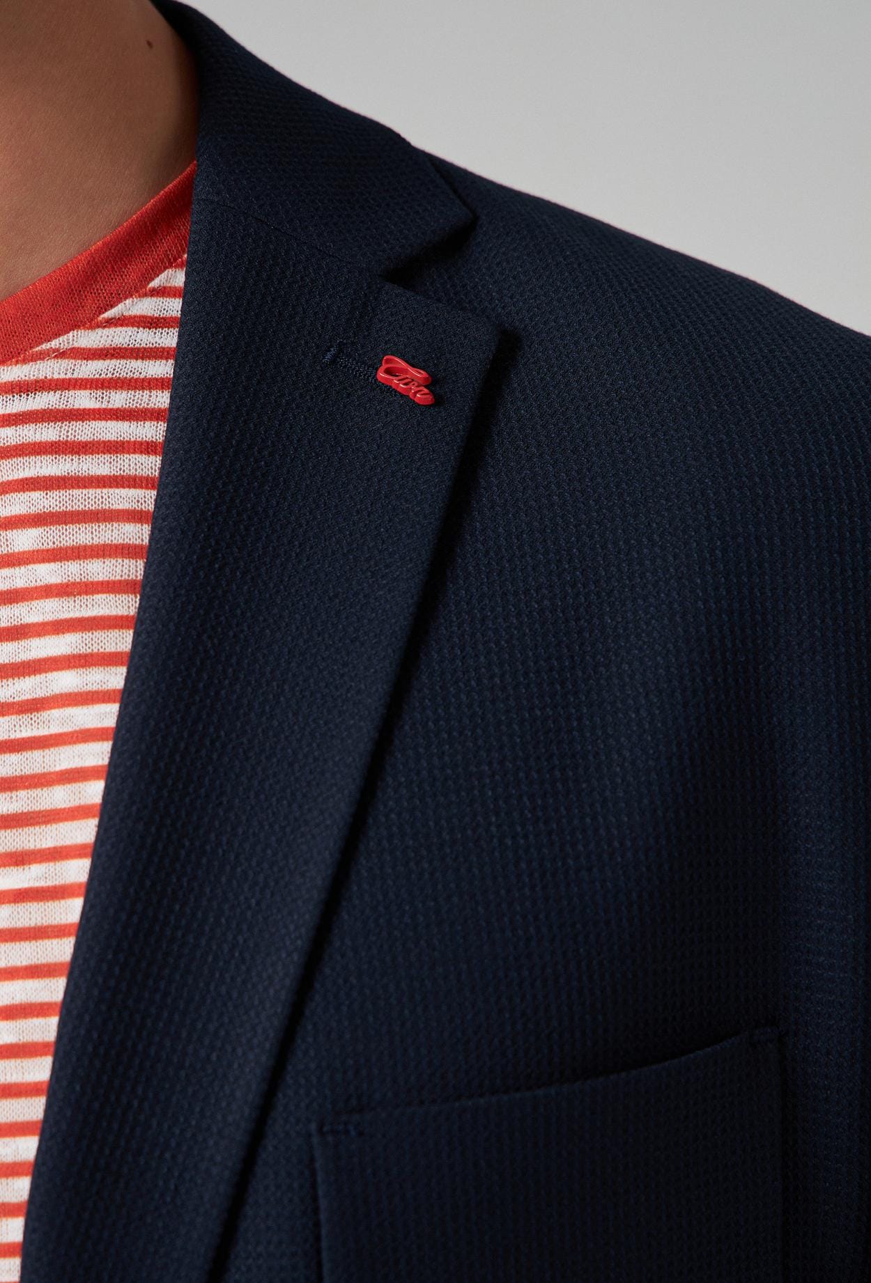 Twn Slim Fit Lacivert Armürlü Kumaş Ceket