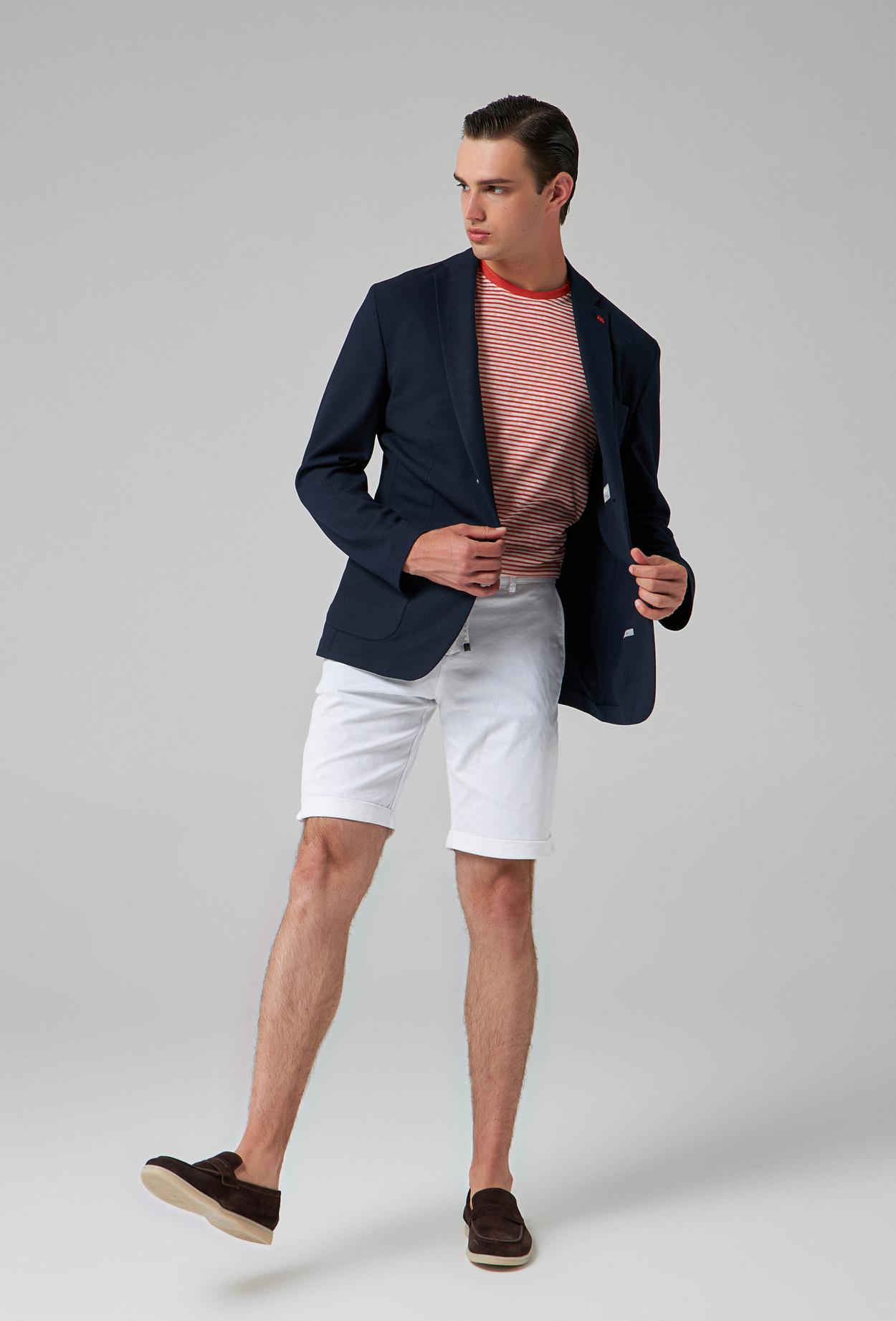 Twn Slim Fit Lacivert Armürlü Kumaş Ceket