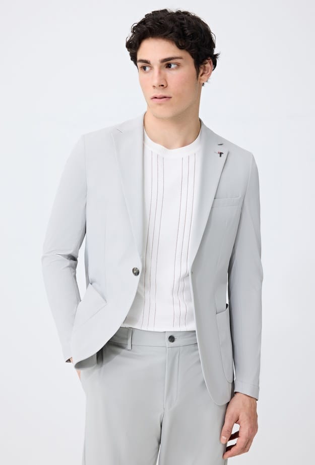 Tween Slim Fit Taş Diyogonal Kumaş Ceket - 8684478965140 | Damat Tween