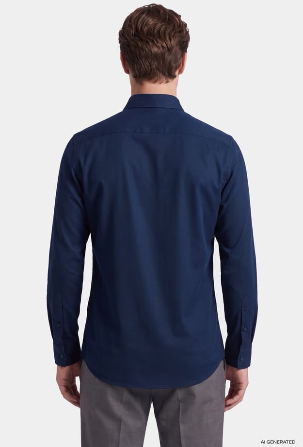 Tween Slim Fit Lacivert Fitilli Kadife Gömlek - 8684925044503 | Damat Tween