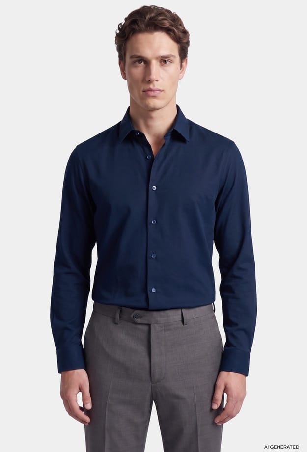 Tween Slim Fit Lacivert Fitilli Kadife Gömlek - 8684925044503 | Damat Tween