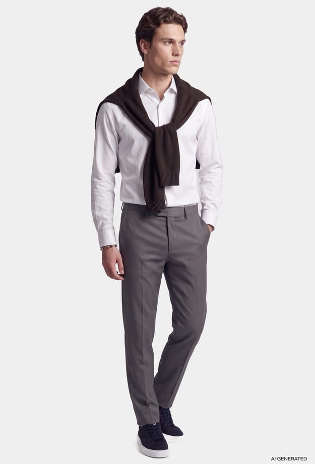 Tween Slim Fit Beyaz Fitilli Kadife Gömlek - 8684925044541 | Damat Tween