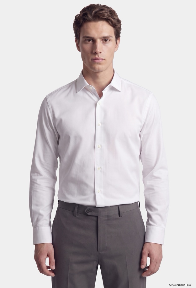 Tween Slim Fit Beyaz Fitilli Kadife Gömlek - 8684925044541 | Damat Tween