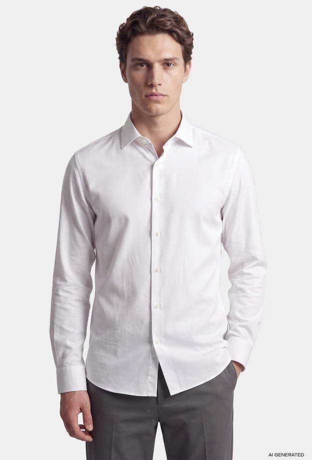 Tween Slim Fit Beyaz Fitilli Kadife Gömlek - 8684925044541 | Damat Tween