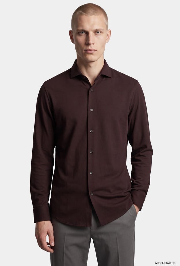Tween Slim Fit Kahverengi Fitilli Kadife Gömlek - 8684925164744 | Damat Tween
