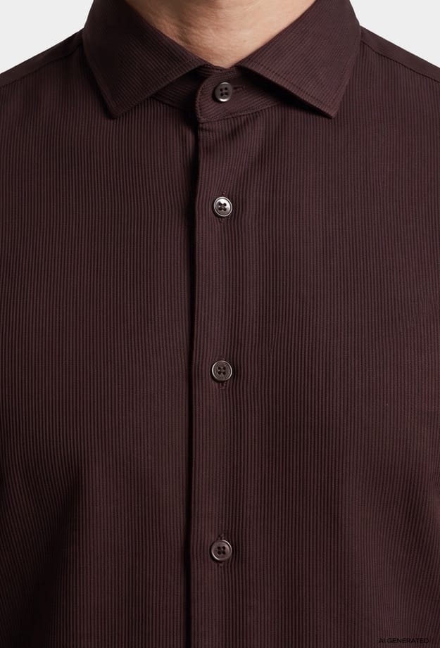 Tween Slim Fit Kahverengi Fitilli Kadife Gömlek - 8684925164744 | Damat Tween