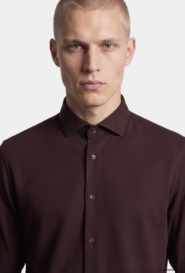 Tween Slim Fit Kahverengi Fitilli Kadife Gömlek - 8684925164744 | Damat Tween