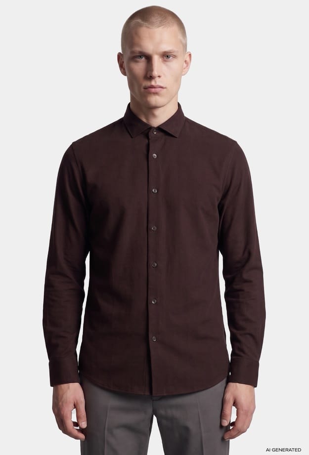 Tween Slim Fit Kahverengi Fitilli Kadife Gömlek - 8684925164744 | Damat Tween