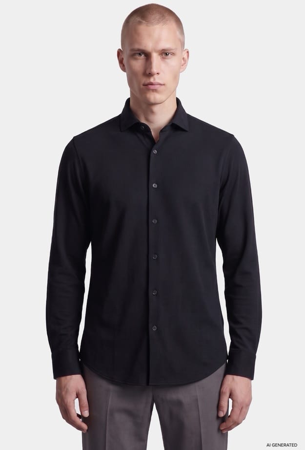 Tween Slim Fit Siyah Fitilli Kadife Gömlek - 8684925044435 | Damat Tween